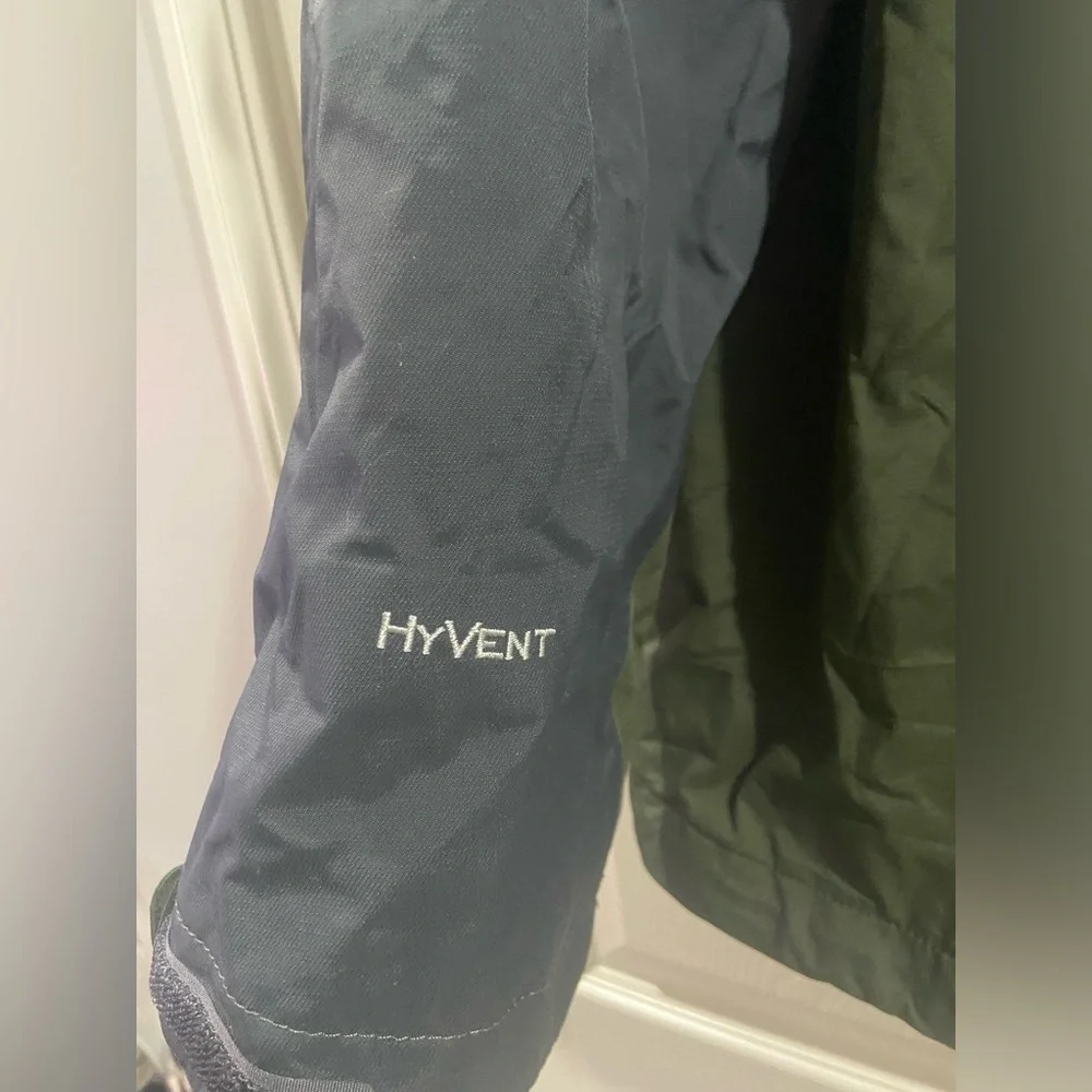 The North Face Hyvent Jacket Men’s Sz L  Green Black Colorblock Retro Nylon Hood